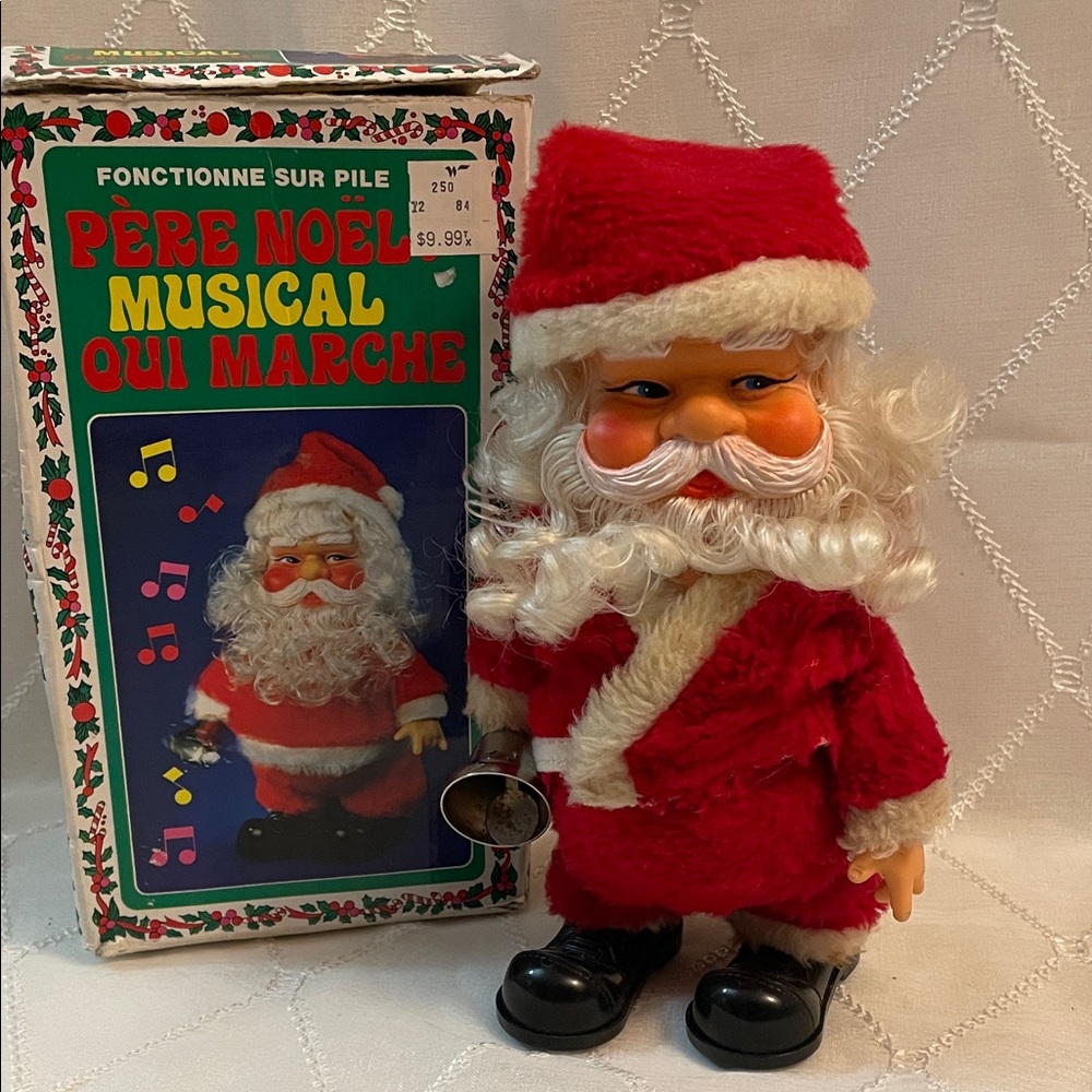 Vintage Musical Walking Santa Toy As-Is